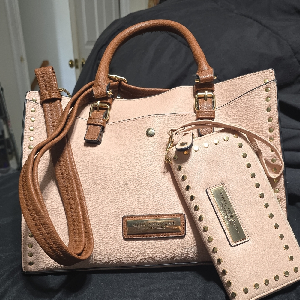 Andrew Marc Blush Pink Satchel and Wallet Set